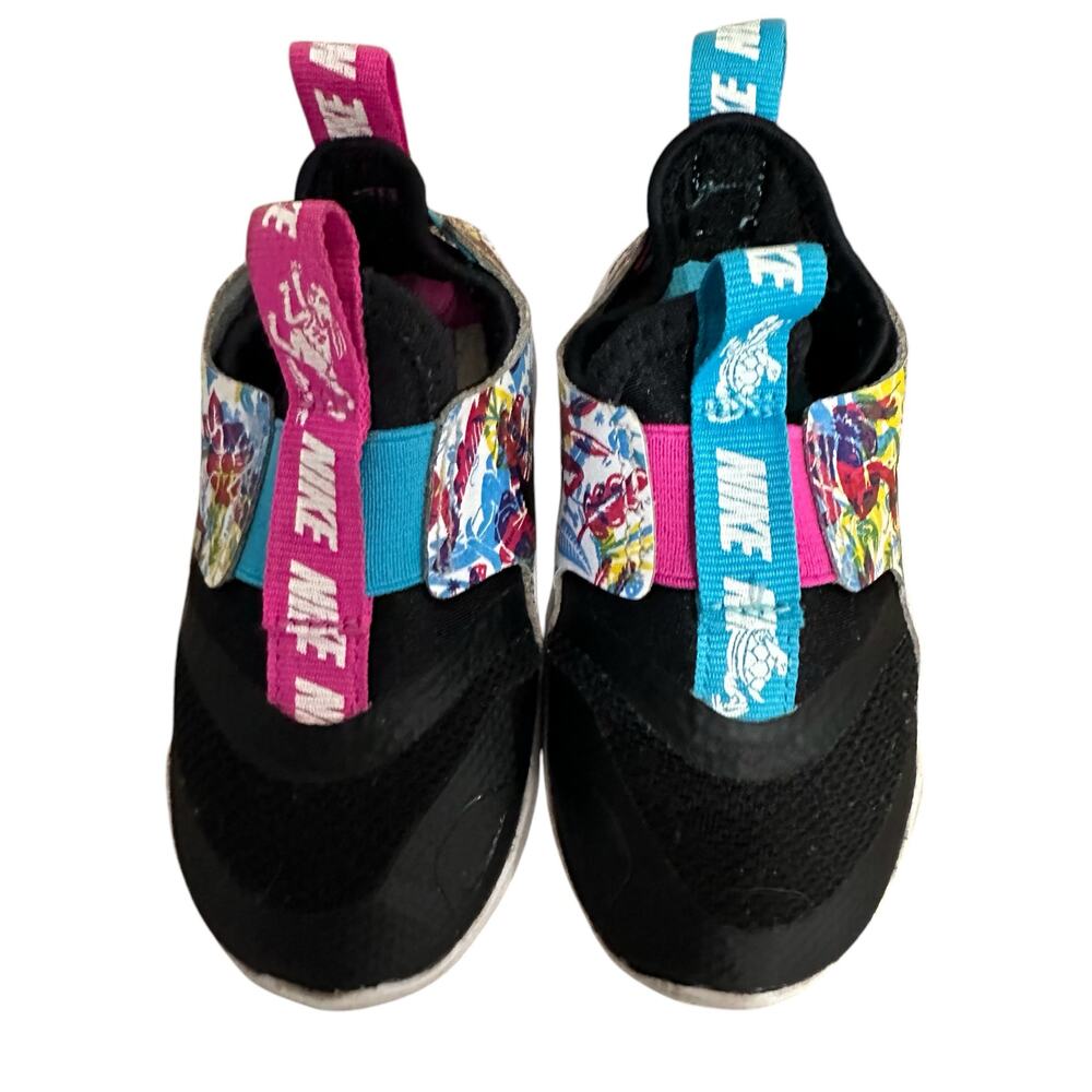 Nike Kids Black Multicolor Flex Runner Slip-On Sneakers with Floral Print - Picture 5 of 7
